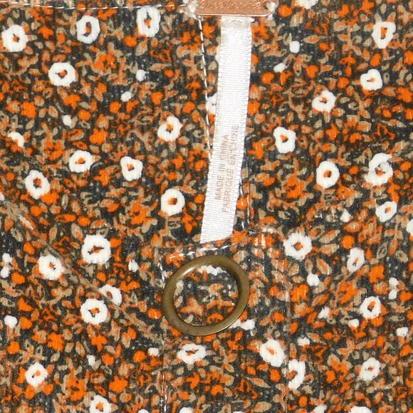 Free People Call Me Cord Mini Dress Size 4 Brown Floral - Picture 10 of 10